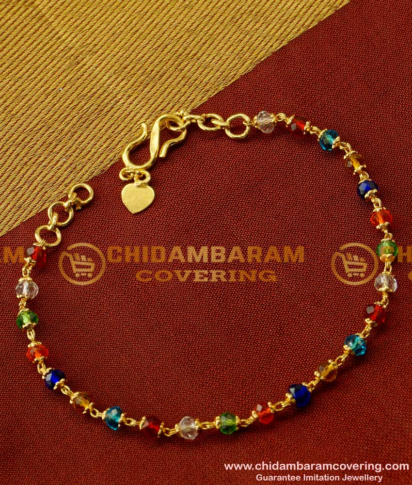 BCT021 - Trendy Gold Plated Popular Teenage Multi Colour Crystal Bracelet Online