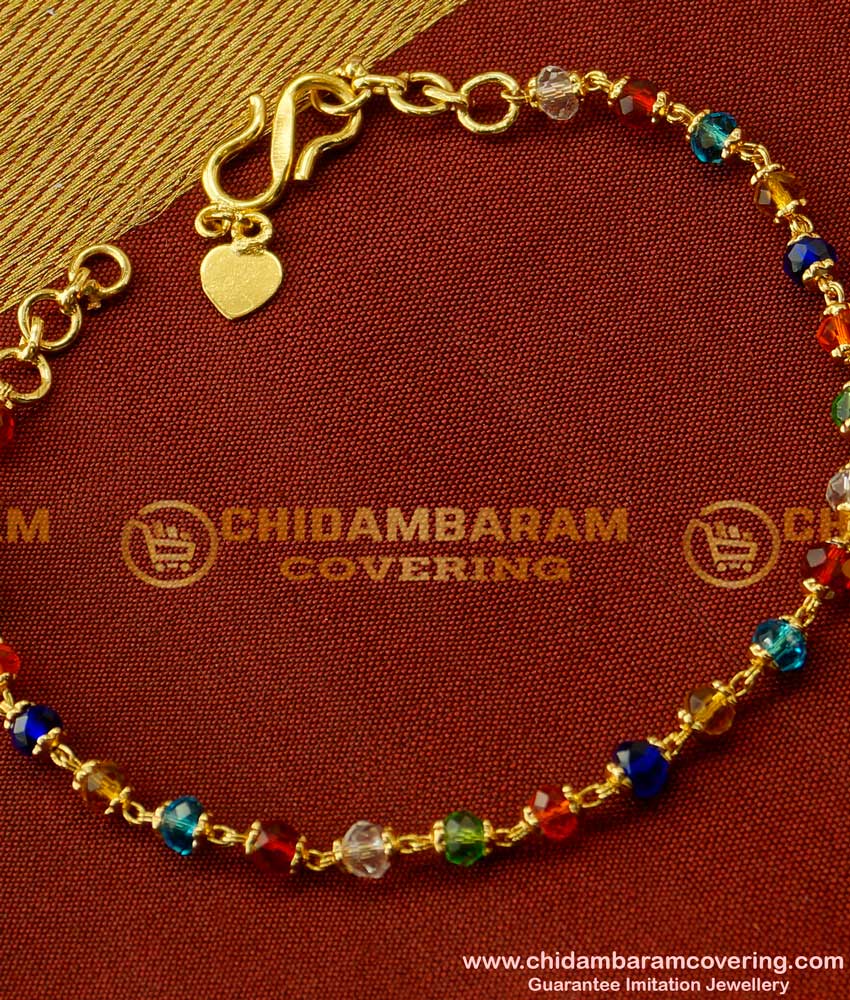 BCT021 - Trendy Gold Plated Popular Teenage Multi Colour Crystal Bracelet Online