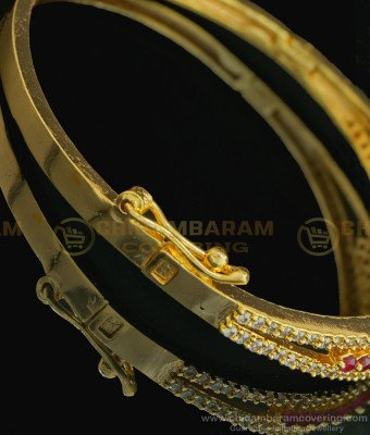 BCT210 - 2.6 size Unique Party Wear One Gram Gold White and Ruby Stone Women Bracelet
