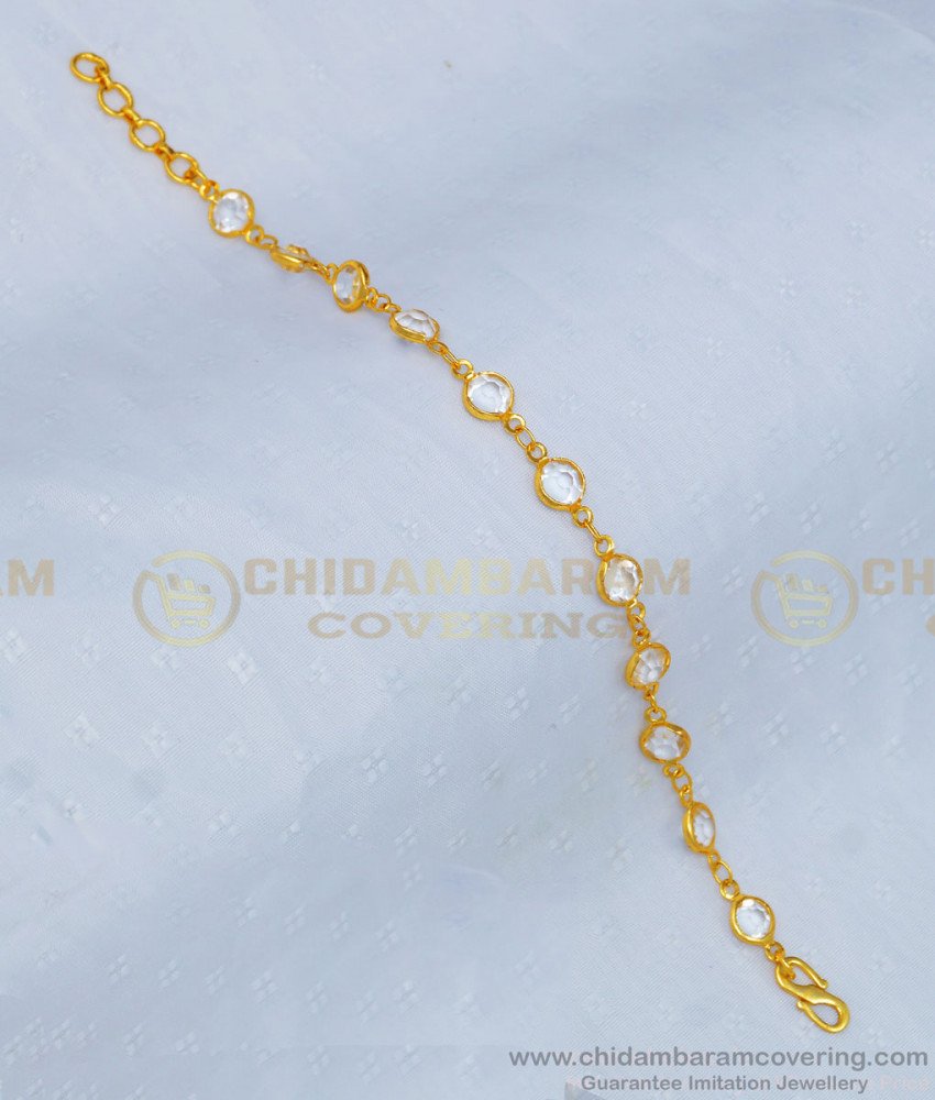 BCT218 - Unique Gold Style Light Weight White Stone Ladies Bracelet Buy Online