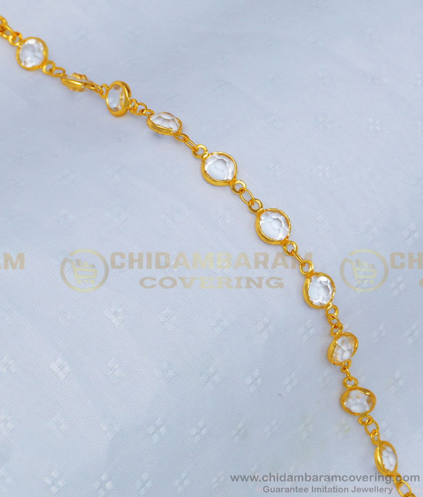 BCT218 - Unique Gold Style Light Weight White Stone Ladies Bracelet Buy Online