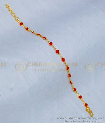 BCT219 - Elegant Light Weight Orange Color Stone Thin Bracelet for Teenage Girls 