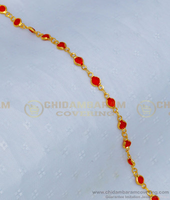 BCT219 - Elegant Light Weight Orange Color Stone Thin Bracelet for Teenage Girls 