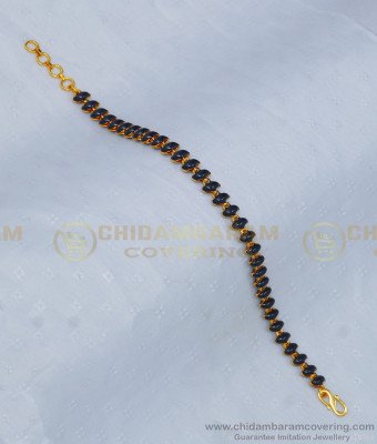 BCT221 - Trendy Gold Look One Gram Gold Black Beads Bracelet for Ladies