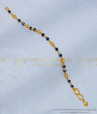 BCT222 - Traditional Gold Design Black Beaded Bracelet Karimani Bracelet for Ladies  