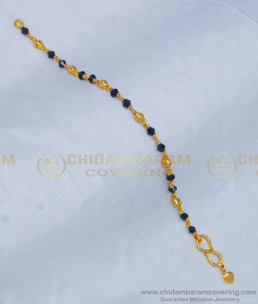 BCT222 - Traditional Gold Design Black Beaded Bracelet Karimani Bracelet for Ladies  