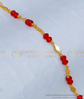 BCT223 - Beautiful Gold Plated Light Weight Red Crystal Hand Bracelet for Teenage Girls 