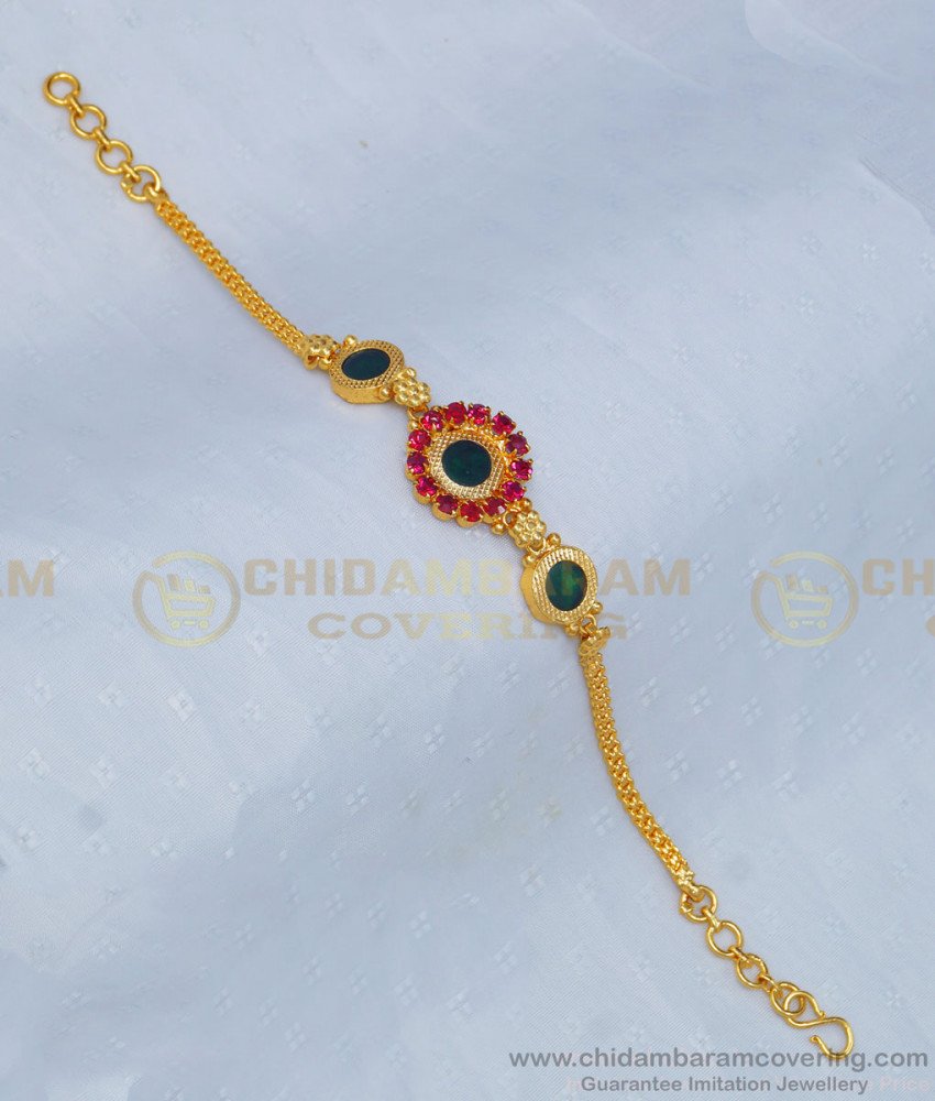 BCT224 - Gold Plated Traditional Kerala Green Palakka Bracelet Buy Online  