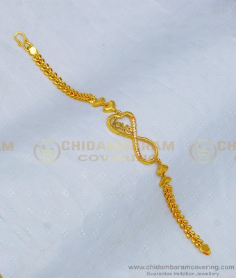 BCT228 - 1 Gram Gold White Stone Love Bracelet Design Buy Imitation Jewellery Online 