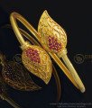 BCT230 - 2.6 Size Trendy Ruby Stone Leaf Design Gold Kappu Bangles Online 