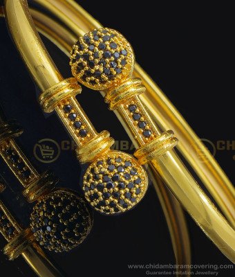 BCT238 - 2.6 Size Unique Black Stone Stylish Gold Bracelet Designs for Girls One Gram Jewelry Online