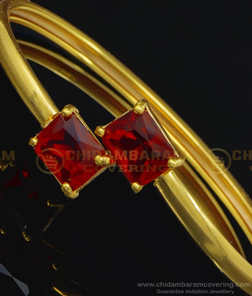 BCT240 - 2.6 Size One Gram Gold Red Color Big Stone Gold Kappu Bracelet for Women