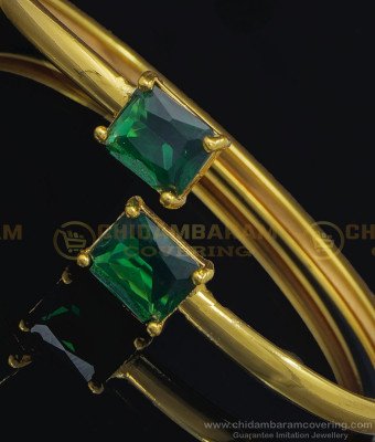 BCT241 - 2.6 Size One Gram Gold Green Color Big Stone Open Type Kappu Bracelet Buy Online