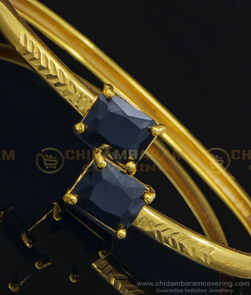 BCT245 - 2.6 Size Gold Plated Black Color Stone Open Type Party Wear Bracelet Buy Online