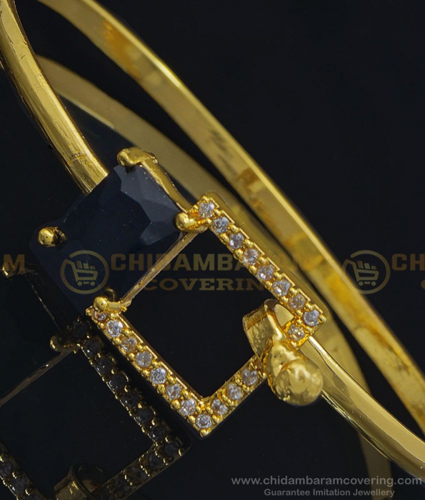 BCT251 - 2.6 Size New Model Party Wear Black Stone 1 Gram Gold Bracelet Online Shopping 
