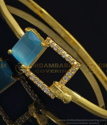 BCT252 - 2.6 Size Unique First Quality Gold Plated Blue Stone Party Wear Bracelet Online  