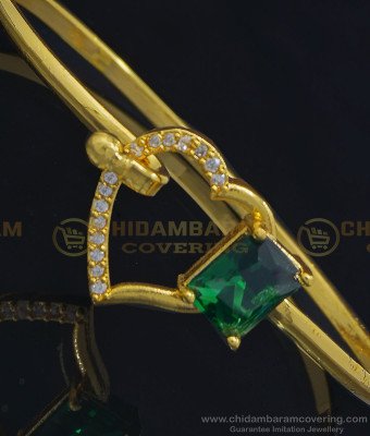 BCT254 - 2.6 Size Attractive Heart Shape Green Stone Imitation Bracelet for Women 