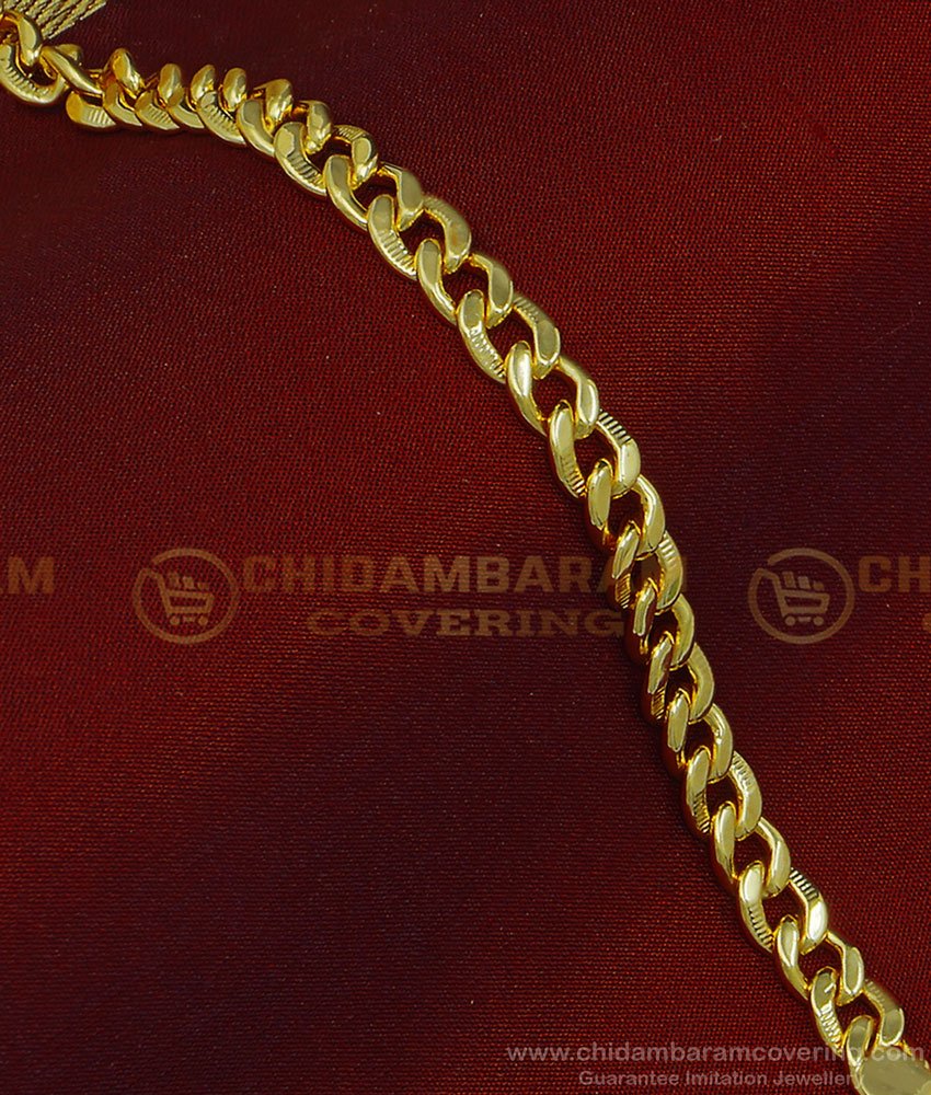 BCT257 - One Gram Gold Guarantee Daily Use Chain Type Gents Bracelet Design Online