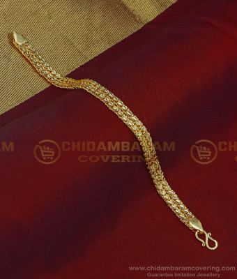 BCT262 - Beautiful Double Line Heart Design One Gram Gold Wedding Bracelet for Men 