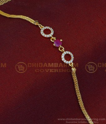 BCT265 - beautiful white and ruby stone party wear gold look bracelet for women 