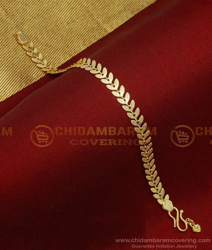 BCT281 - Beautiful Light Weight Leaf Design One Gram Gold Bracelet for Teenage Girl
