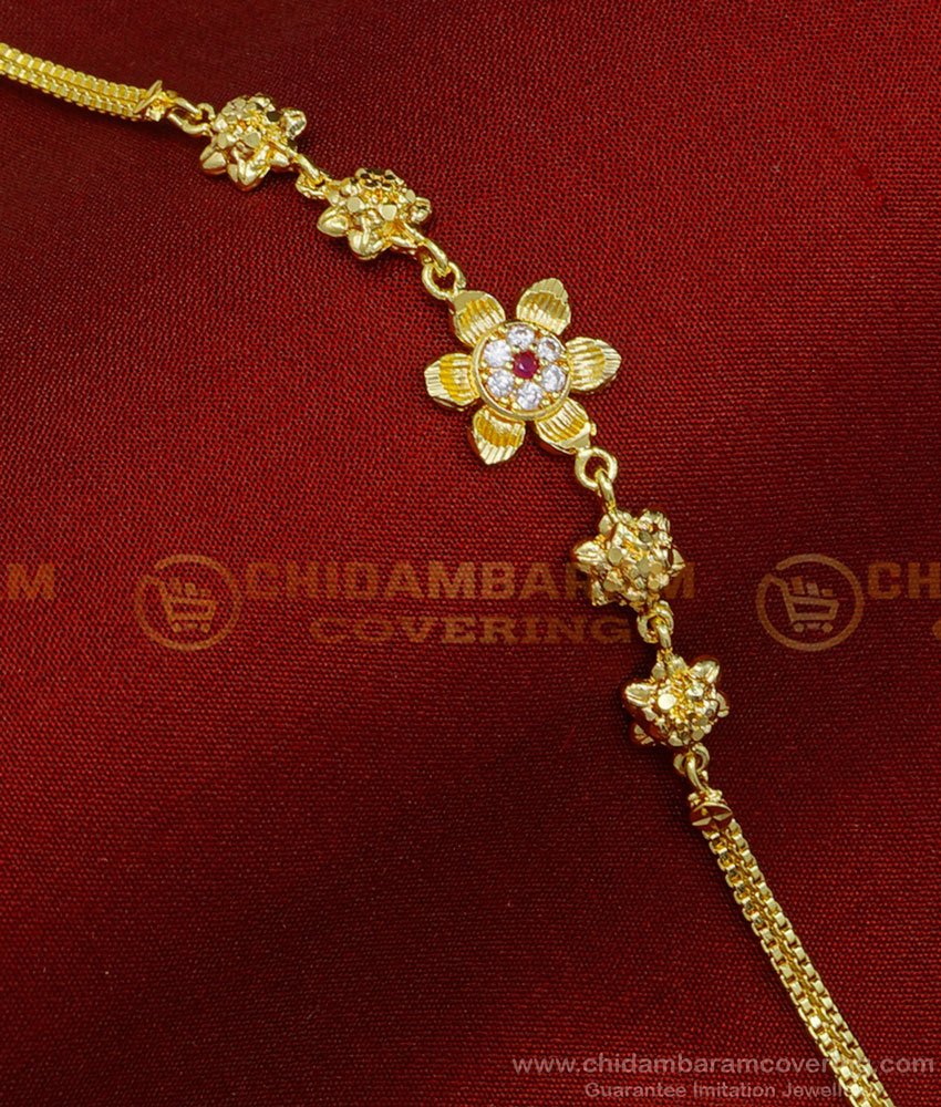 BCT284 - Gold Plated Guaranteed Gold Design Flower Model Stone Bracelet for Daily Use