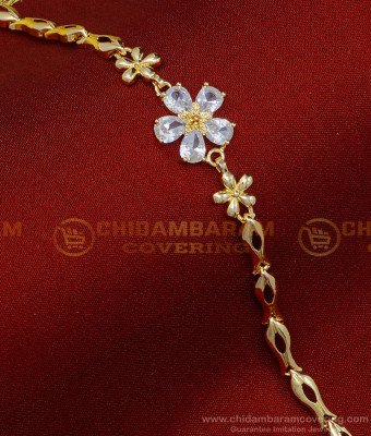 BCT287 - Elegant White Stone Flower Design Rose Gold Girls Bracelet Best Price Online 