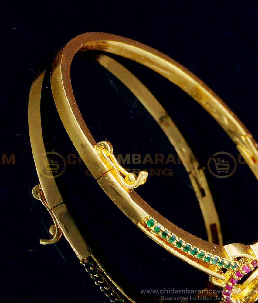 BCT290 - 2.6 size Trendy One Gram Gold Ruby and Emerald Stone Bracelet Designs for Women