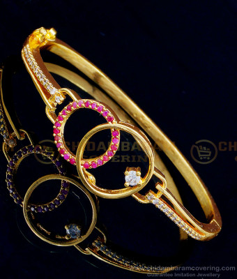 BCT292 - 2.6 size Latest Bracelet Design White and Ruby Stone Party Wear Guaranteed Bracelet 