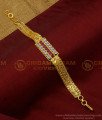 BCT303 - Attractive White and Ruby Stone With 2 Line Heart Design Chain Bracelet Buy Online