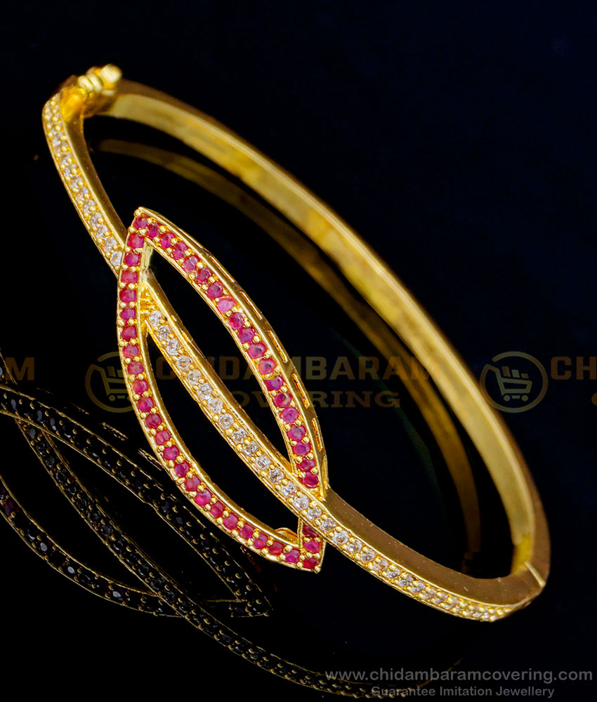 BCT312 - New Model Simple Leaf Design Ruby Stone Kappu Bracelet for Teenage Girl