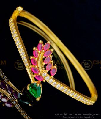 BCT315 - Stylish American Diamond Leaf Design Gold Bracelet Designs for Ladies