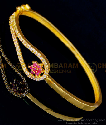 BCT320 - Pretty Bracelet Ruby Flower Design 1 Gram Gold Bracelet for College Girl 