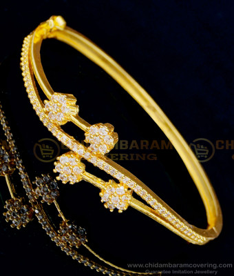 BCT322 - Modern Charm Gold Bracelet Pattern White Stone Bracelet Online 