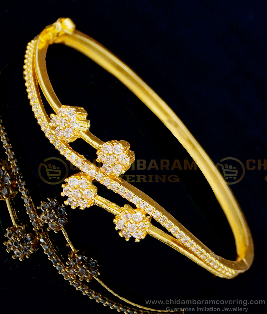 BCT322 - Modern Charm Gold Bracelet Pattern White Stone Bracelet Online 