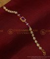 BCT325 - Trendy Heart Design White Pearl White and Ruby Stone Bracelet Design for Teenage Girls