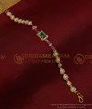 BCT326 - Trendy Bracelets for Ladies Heart Design White Pearl White and Emerald Stone Bracelet Design 