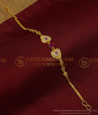 BCT327 - Attractive Forming Gold Ad Stone Heart Model Gold Bracelet for Women 