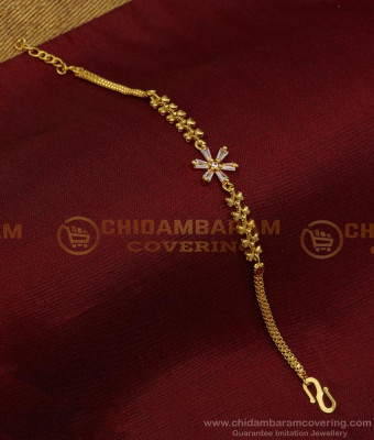 BCT329 - Elegant Flower Design White Stone Simple Bracelet for Girls