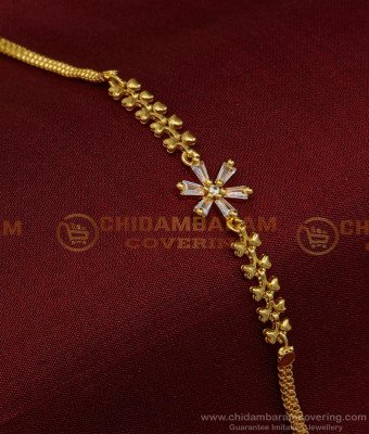 BCT329 - Elegant Flower Design White Stone Simple Bracelet for Girls