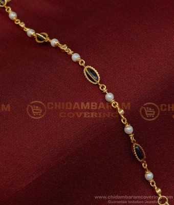 BCT331 - Trendy Gold Plated Black and White Beads Bracelet Design for Women