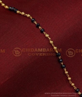 BCT332 - One Gram Gold Light Weight Black Crystal Bracelet Daily Use Hand Chain Design 
