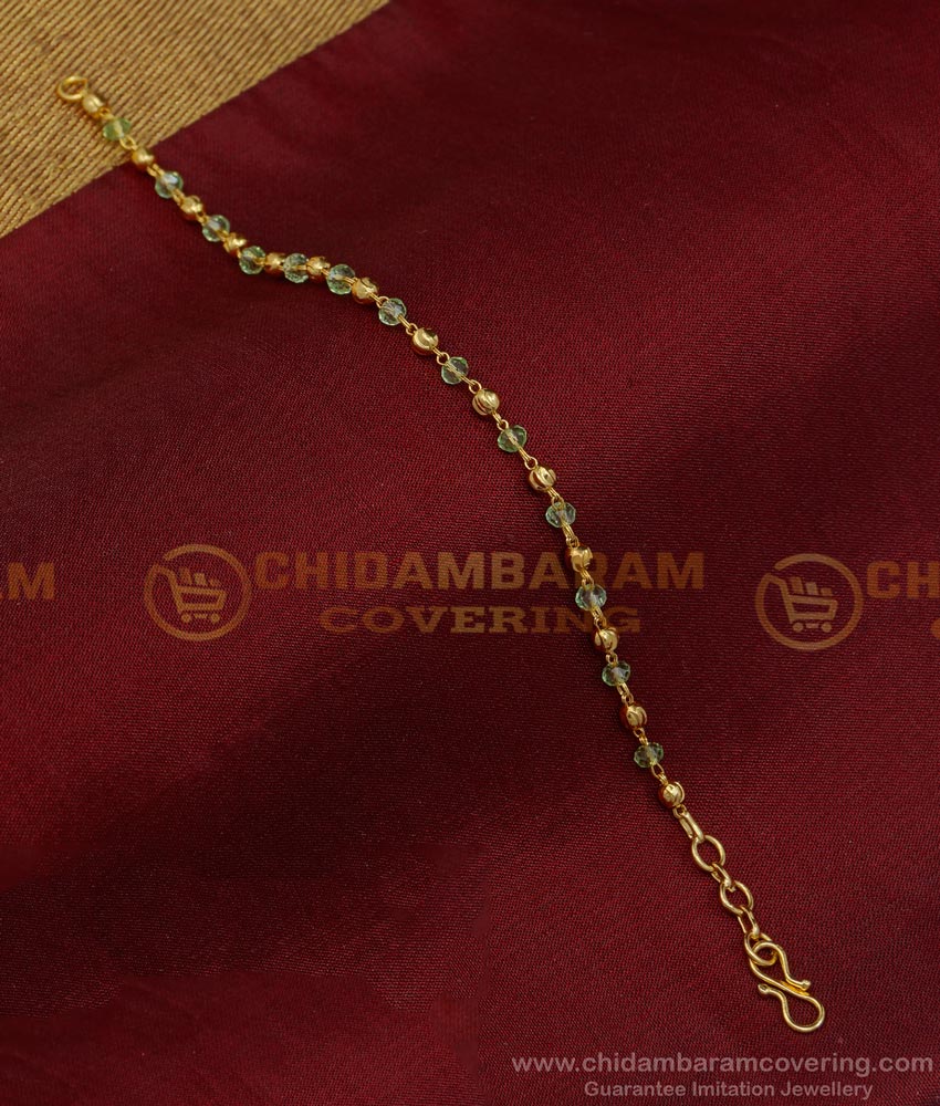 BCT333 - Gold Plated Aqua Green Color Crystal Bracelet for Women