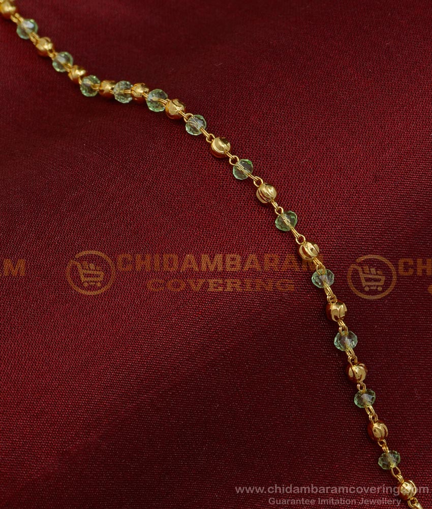 BCT333 - Gold Plated Aqua Green Color Crystal Bracelet for Women