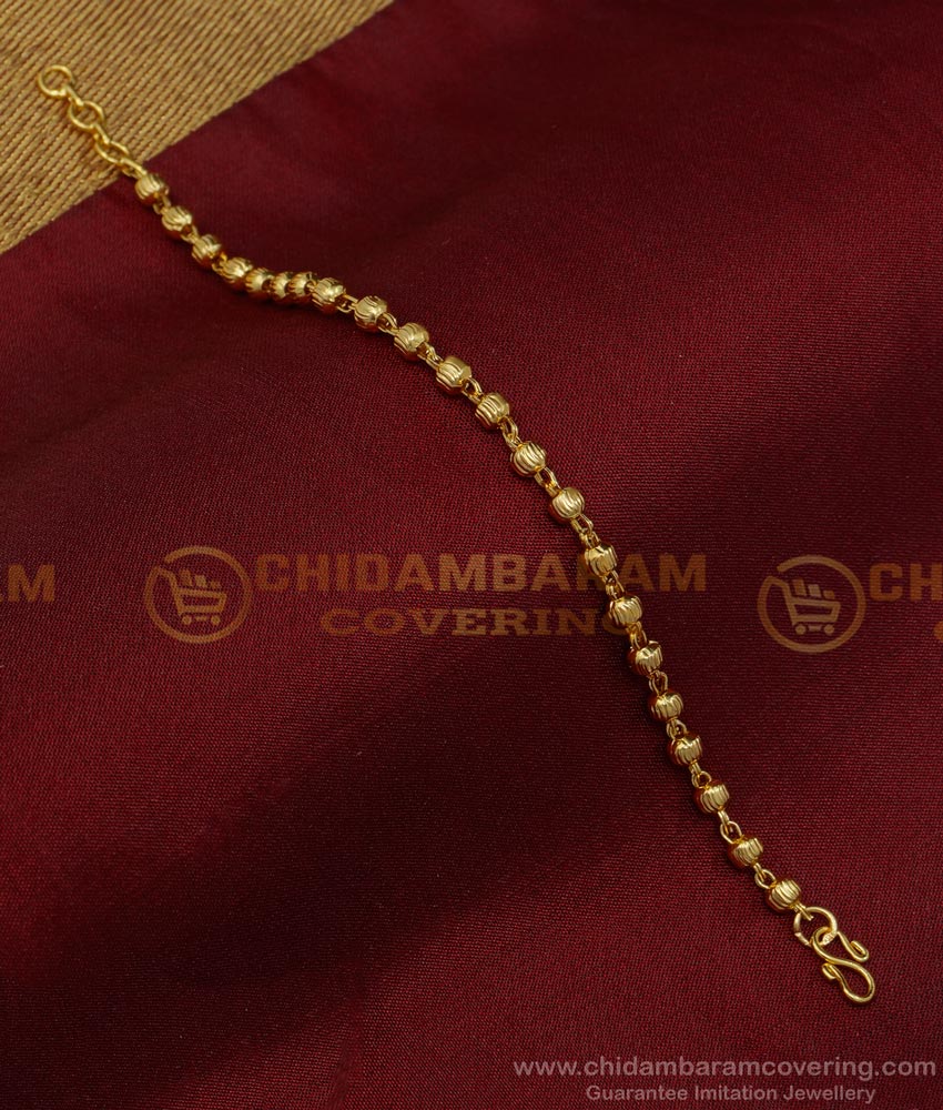 BCT338 - Gold Bracelet Design Gold Beads Light Weight Gold Covering Hand Chain for Girls