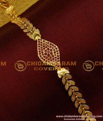 BCT34 - Charming Ruby Stone Leafy Design Bracelet Design for Girls