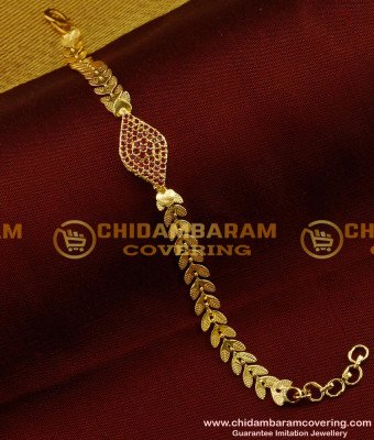BCT34 - Charming Ruby Stone Leafy Design Bracelet Design for Girls