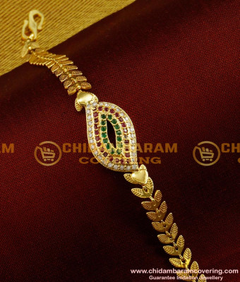BCT35 - Fashion Elegant Multi Color CZ Stone Leafy Design Bracelet Online