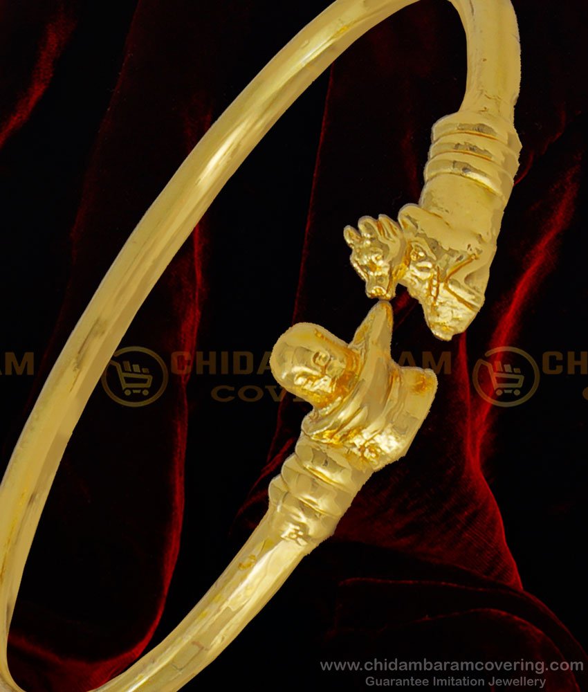 BCT354 - Original Impon Shiva Shiva Lingam and Nandi Kappu Panchaloga Kada Bracelet Buy Online