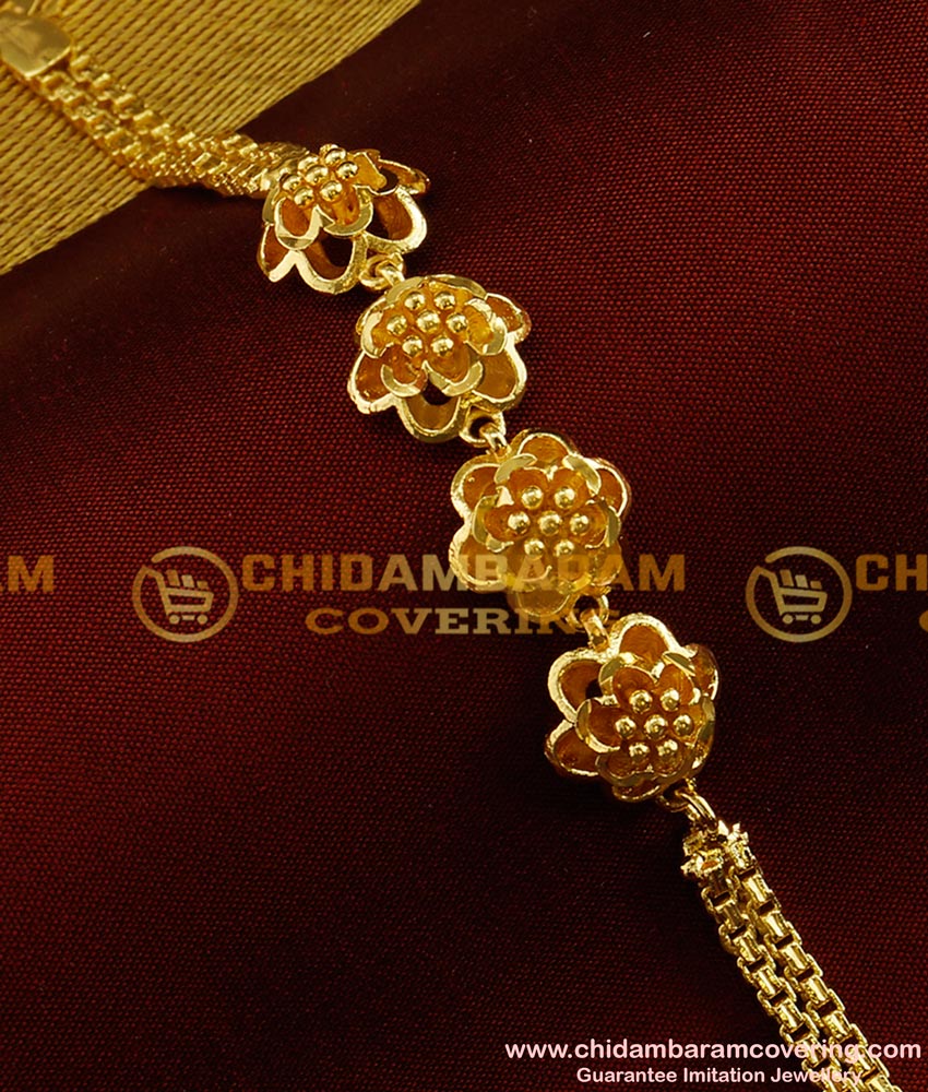 BCT37 - Pure Gold Plated Attractive Flower Design Low Price Bracelet Buy Online